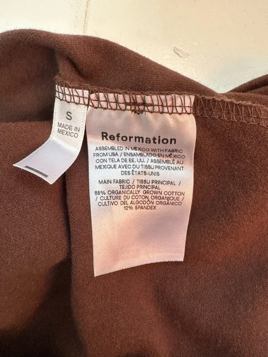 REFORMATION brown organic cotton knit two piece set, women’s size S - Picture 13 of 15